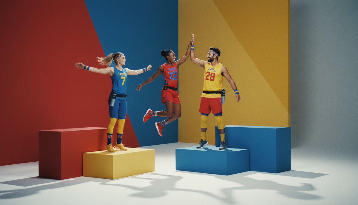 Bannière principale BlaydSport présentant des tenues de sport personnalisées sur podium