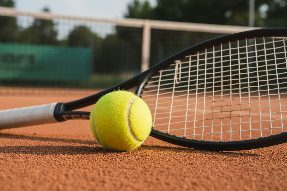 Balle et raquette de tennis sur terre battue pour tenue sportive personnalisée BlaydSport